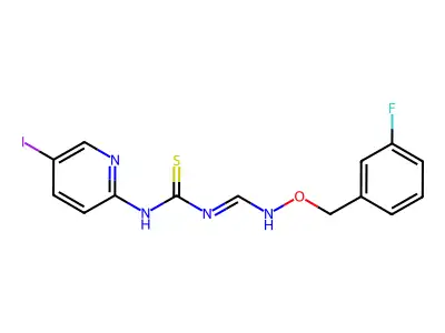 1-[[(3-Fluorophenyl)methoxyamino]methylidene]-3-(5-iodo-2-pyridinyl)thiourea structure