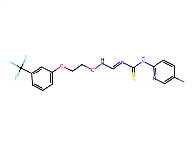 1-(5-iodopyridin-2-yl)-3-[[2-[3-(trifluoromethyl)phenoxy]ethoxyamino]methylidene]thiourea structure
