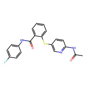 2-{[6-(acetylamino)-3-pyridinyl]sulfanyl}-N-(4-fluorophenyl)benzenecarboxamide structure