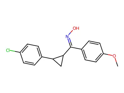 N-[[2-(4-chlorophenyl)cyclopropyl]-(4-methoxyphenyl)methylidene]hydroxylamine structure