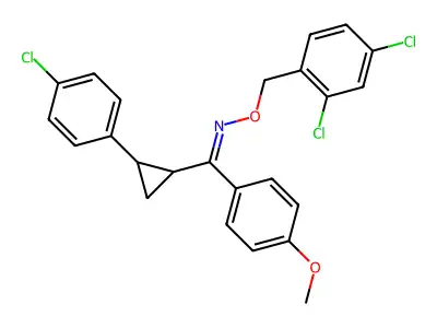 1-[2-(4-chlorophenyl)cyclopropyl]-N-[(2,4-dichlorophenyl)methoxy]-1-(4-methoxyphenyl)methanimine structure