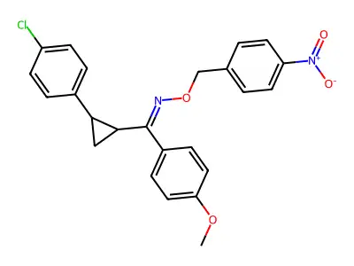 1-[2-(4-chlorophenyl)cyclopropyl]-1-(4-methoxyphenyl)-N-[(4-nitrophenyl)methoxy]methanimine structure