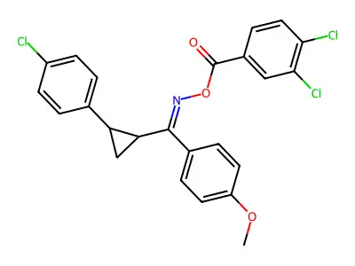 [[[2-(4-chlorophenyl)cyclopropyl]-(4-methoxyphenyl)methylidene]amino] 3,4-dichlorobenzoate structure