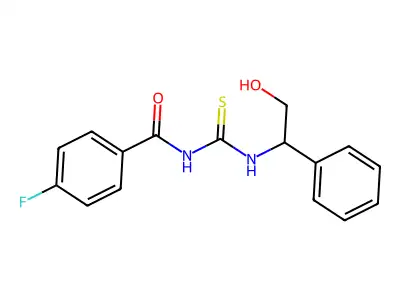 N-(4-fluorobenzoyl)-N'-(2-hydroxy-1-phenylethyl)thiourea structure
