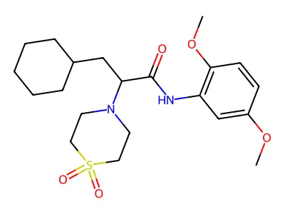 3-cyclohexyl-N-(2,5-dimethoxyphenyl)-2-(1,1-dioxo-1,4-thiazinan-4-yl)propanamide structure