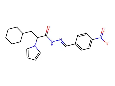 3-cyclohexyl-N-[(4-nitrophenyl)methylideneamino]-2-pyrrol-1-ylpropanamide structure