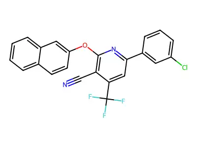 6-(3-Chlorophenyl)-2-(2-naphthyloxy)-4-(trifluoromethyl)nicotinonitrile structure
