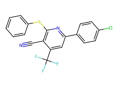 6-(4-Chlorophenyl)-2-(phenylsulfanyl)-4-(trifluoromethyl)nicotinonitrile structure