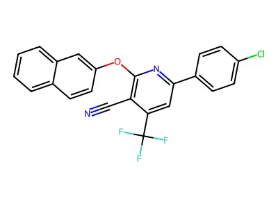 6-(4-Chlorophenyl)-2-(2-naphthyloxy)-4-(trifluoromethyl)nicotinonitrile structure