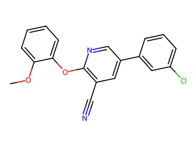 5-(3-Chlorophenyl)-2-(2-methoxyphenoxy)pyridine-3-carbonitrile structure