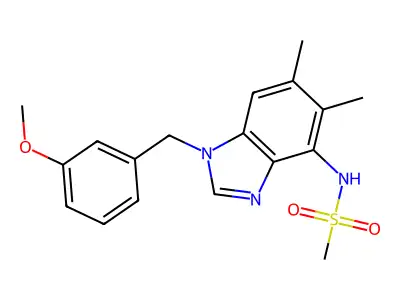 N-[1-(3-methoxybenzyl)-5,6-dimethyl-1H-1,3-benzimidazol-4-yl]methanesulfonamide structure