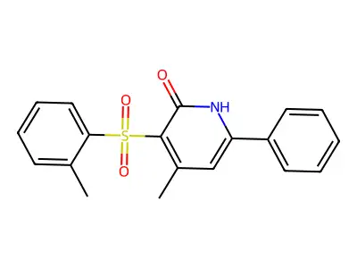 4-methyl-3-[(2-methylphenyl)sulfonyl]-6-phenyl-2(1H)-pyridinone structure