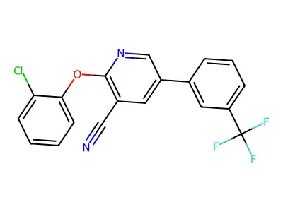 2-(2-Chlorophenoxy)-5-[3-(trifluoromethyl)phenyl]pyridine-3-carbonitrile structure