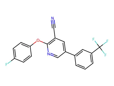 2-(4-Fluorophenoxy)-5-[3-(trifluoromethyl)phenyl]pyridine-3-carbonitrile structure