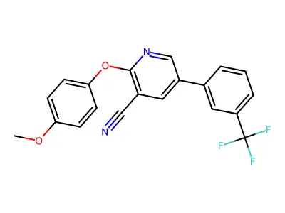 2-(4-Methoxyphenoxy)-5-[3-(trifluoromethyl)phenyl]pyridine-3-carbonitrile structure