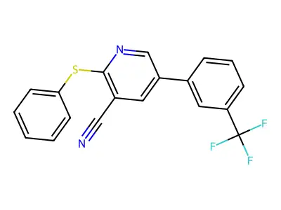 2-(Phenylsulfanyl)-5-[3-(trifluoromethyl)phenyl]nicotinonitrile structure
