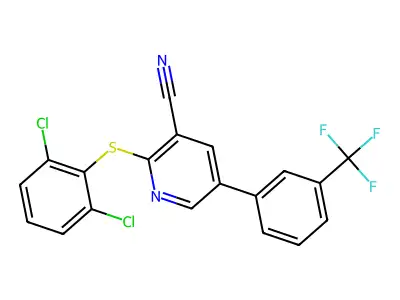 2-[(2,6-Dichlorophenyl)sulfanyl]-5-[3-(trifluoromethyl)phenyl]nicotinonitrile structure