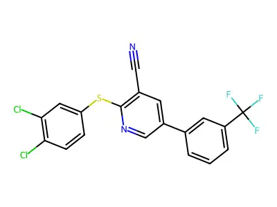 2-[(3,4-Dichlorophenyl)sulfanyl]-5-[3-(trifluoromethyl)phenyl]nicotinonitrile structure