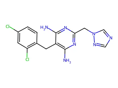 5-(2,4-dichlorobenzyl)-2-(1H-1,2,4-triazol-1-ylmethyl)-4,6-pyrimidinediamine structure