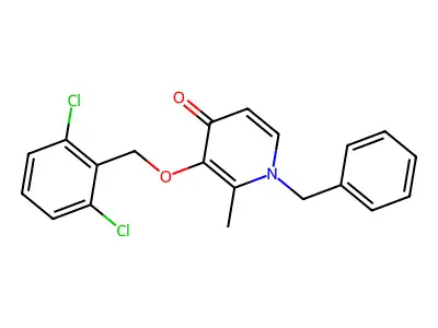 1-Benzyl-3-((2,6-dichlorobenzyl)oxy)-2-methyl-4(1H)-pyridinone structure