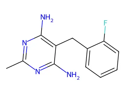5-[(2-Fluorophenyl)methyl]-2-methylpyrimidine-4,6-diamine structure