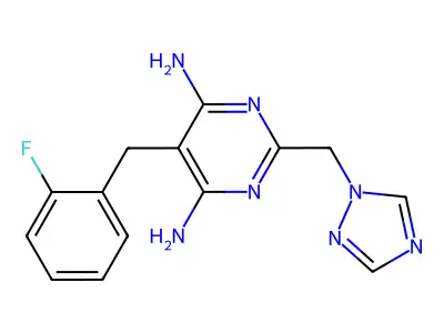 6-amino-5-(2-fluorobenzyl)-2-(1H-1,2,4-triazol-1-ylmethyl)-4-pyrimidinylamine structure