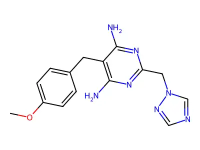 6-amino-5-(4-methoxybenzyl)-2-(1H-1,2,4-triazol-1-ylmethyl)-4-pyrimidinylamine structure