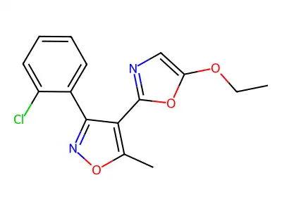 3-(2-Chlorophenyl)-4-(5-ethoxy-1,3-oxazol-2-yl)-5-methyl-1,2-oxazole structure