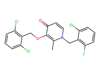 1-(2-Chloro-6-fluorobenzyl)-3-((2,6-dichlorobenzyl)oxy)-2-methyl-4(1H)-pyridinone structure