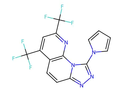 9-Pyrrol-1-yl-2,4-bis(trifluoromethyl)-[1,2,4]triazolo[4,3-a][1,8]naphthyridine structure