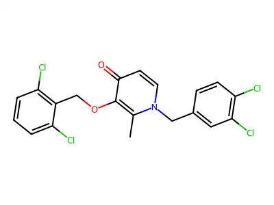1-(3,4-Dichlorobenzyl)-3-((2,6-dichlorobenzyl)oxy)-2-methyl-4(1H)-pyridinone structure