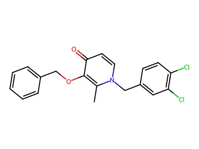 3-(benzyloxy)-1-(3,4-dichlorobenzyl)-2-methyl-4(1H)-pyridinone structure
