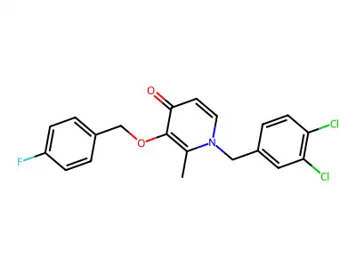 1-(3,4-Dichlorobenzyl)-3-((4-fluorobenzyl)oxy)-2-methyl-4(1H)-pyridinone structure