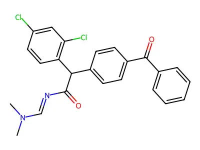 2-(4-benzoylphenyl)-2-(2,4-dichlorophenyl)-N-(dimethylaminomethylidene)acetamide structure
