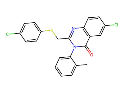 6-Chloro-2-[(4-chlorophenyl)sulfanylmethyl]-3-(2-methylphenyl)quinazolin-4-one structure