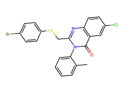 2-[(4-Bromophenyl)sulfanylmethyl]-6-chloro-3-(2-methylphenyl)quinazolin-4-one structure