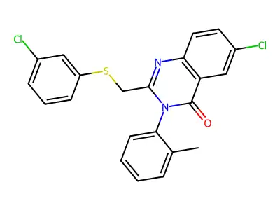 6-Chloro-2-[(3-chlorophenyl)sulfanylmethyl]-3-(2-methylphenyl)quinazolin-4-one structure