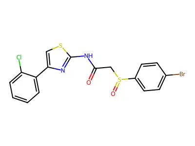 2-(4-bromophenyl)sulfinyl-N-[4-(2-chlorophenyl)-1,3-thiazol-2-yl]acetamide structure