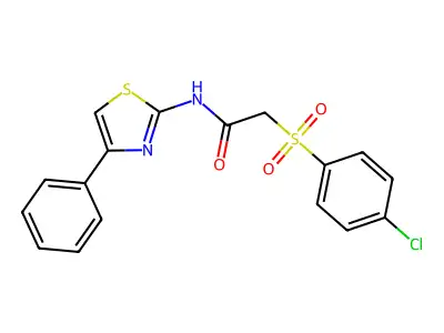 2-[(4-chlorophenyl)sulfonyl]-N-(4-phenyl-1,3-thiazol-2-yl)acetamide structure