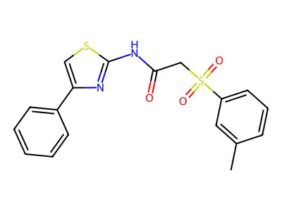 2-[(3-methylphenyl)sulfonyl]-N-(4-phenyl-1,3-thiazol-2-yl)acetamide structure