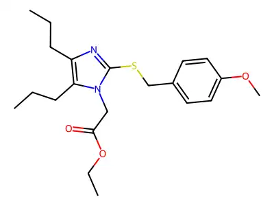 ethyl 2-{2-[(4-methoxybenzyl)sulfanyl]-4,5-dipropyl-1H-imidazol-1-yl}acetate structure