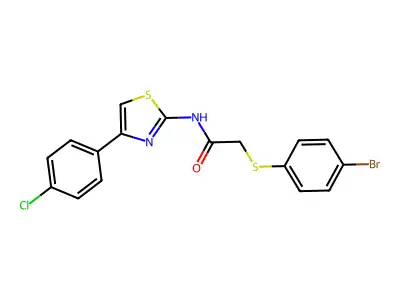 2-[(4-bromophenyl)sulfanyl]-N-[4-(4-chlorophenyl)-1,3-thiazol-2-yl]acetamide structure
