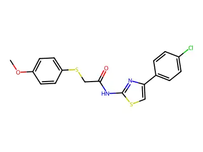 N-[4-(4-chlorophenyl)-1,3-thiazol-2-yl]-2-[(4-methoxyphenyl)sulfanyl]acetamide structure