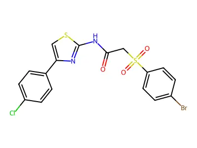 2-(4-bromophenyl)sulfonyl-N-[4-(4-chlorophenyl)-1,3-thiazol-2-yl]acetamide structure
