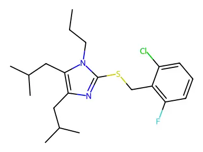 2-[(2-chloro-6-fluorobenzyl)sulfanyl]-4,5-diisobutyl-1-propyl-1H-imidazole structure