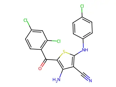 4-Amino-2-(4-chloroanilino)-5-(2,4-dichlorobenzoyl)-3-thiophenecarbonitrile structure