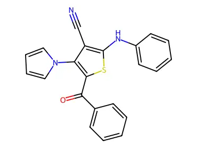 2-Anilino-5-benzoyl-4-pyrrol-1-ylthiophene-3-carbonitrile structure