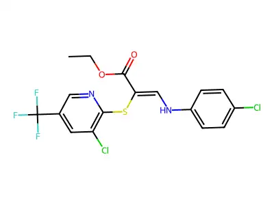 ethyl 3-(4-chloroanilino)-2-{[3-chloro-5-(trifluoromethyl)-2-pyridinyl]sulfanyl}acrylate structure