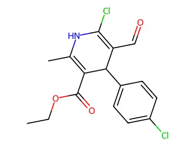 Ethyl 6-chloro-4-(4-chlorophenyl)-5-formyl-2-methyl-1,4-dihydropyridine-3-carboxylate structure