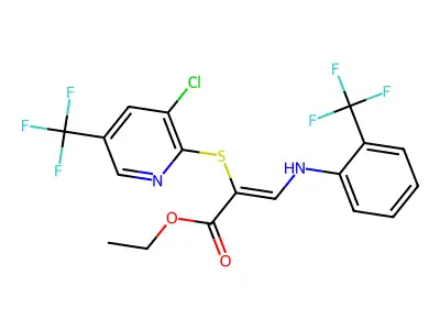 ethyl 2-[3-chloro-5-(trifluoromethyl)pyridin-2-yl]sulfanyl-3-[2-(trifluoromethyl)anilino]prop-2-enoate structure
